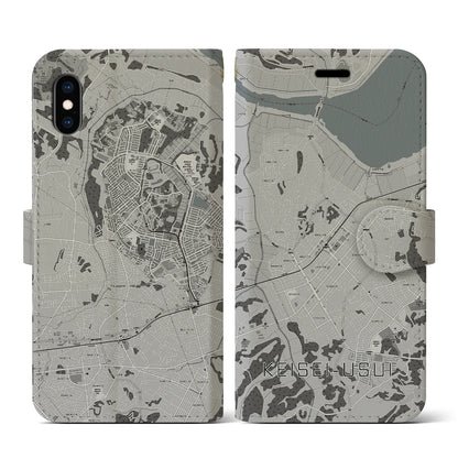 【京成臼井（千葉県）】地図柄iPhoneケース（手帳タイプ）モノトーン・iPhone XS / X 用