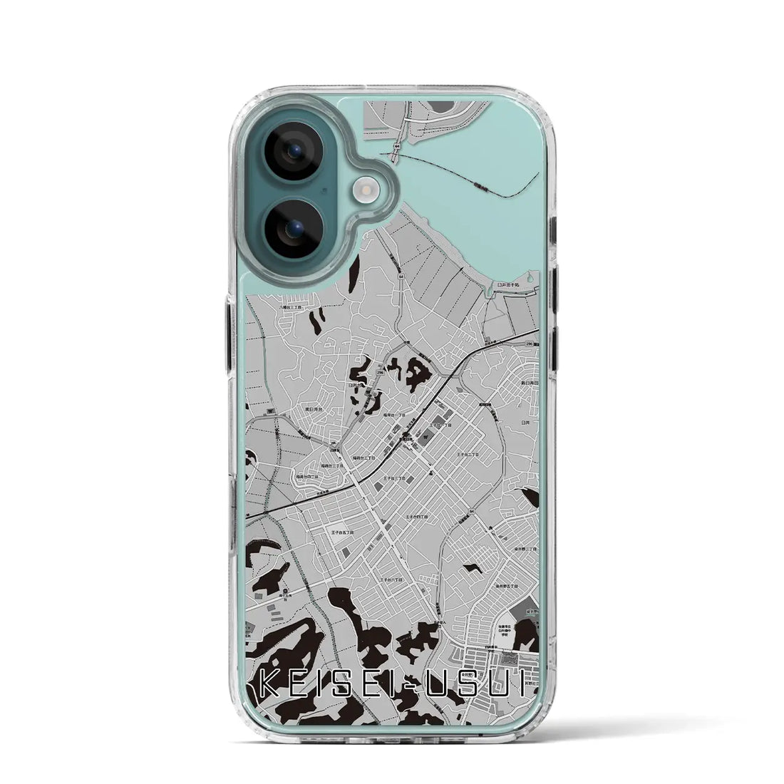 【京成臼井（千葉県）】地図柄iPhoneケース（MagSafeタイプ）モノトーン・iPhone 16 Pro 用