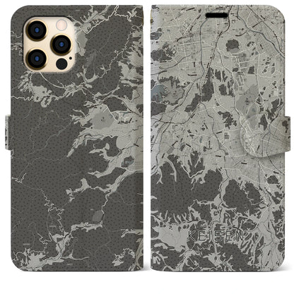 【桂川（福岡県）】地図柄iPhoneケース（手帳タイプ）モノトーン・iPhone 12 Pro Max 用