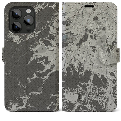 【桂川（福岡県）】地図柄iPhoneケース（手帳タイプ）モノトーン・iPhone 15 Pro Max 用