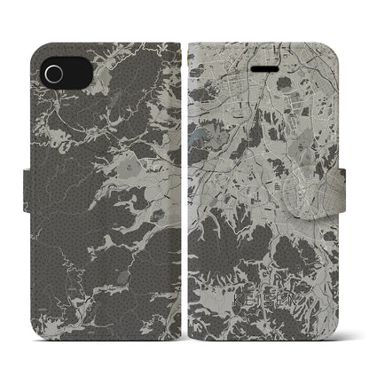 【桂川（福岡県）】地図柄iPhoneケース（手帳タイプ）モノトーン・iPhone SE（第3 / 第2世代） / 8 / 7 / 6s / 6 用