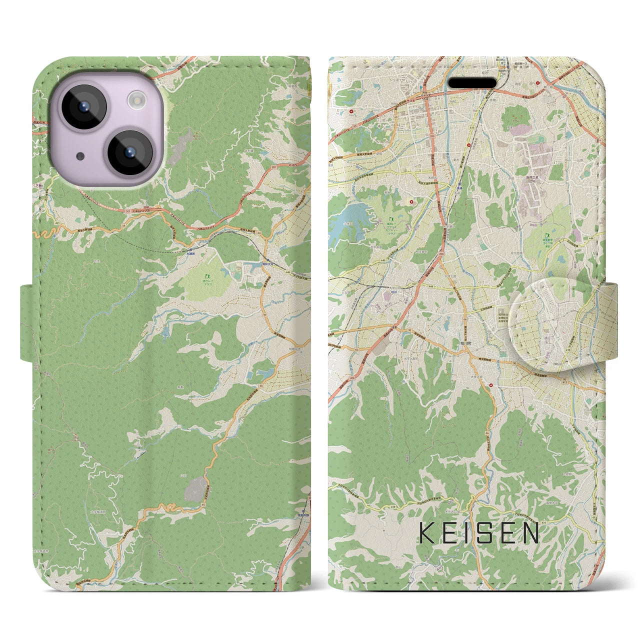 【桂川（福岡県）】地図柄iPhoneケース（手帳タイプ）