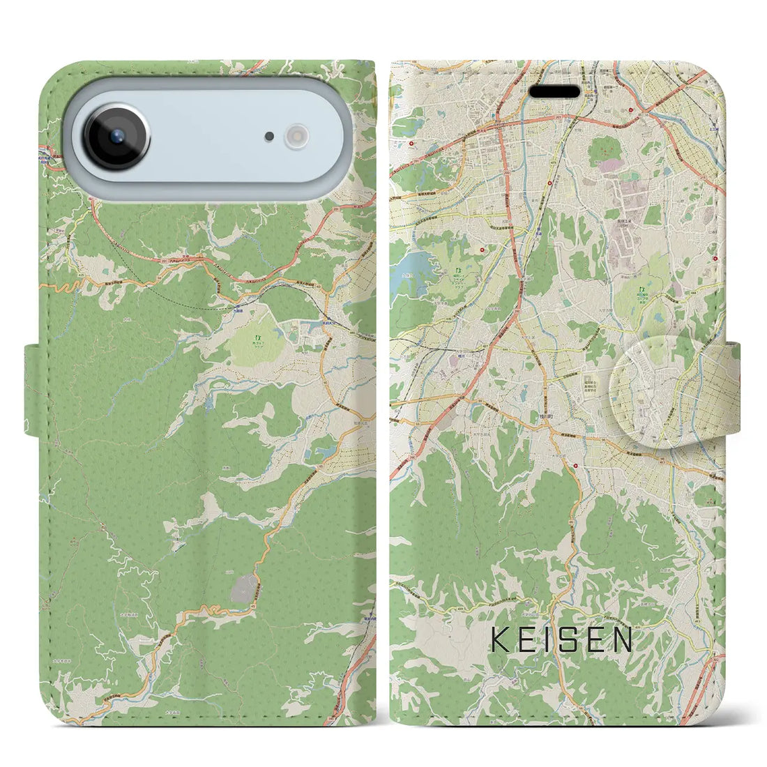 【桂川（福岡県）】地図柄iPhoneケース（手帳タイプ）モノトーン・iPhone 17 Pro Max 用