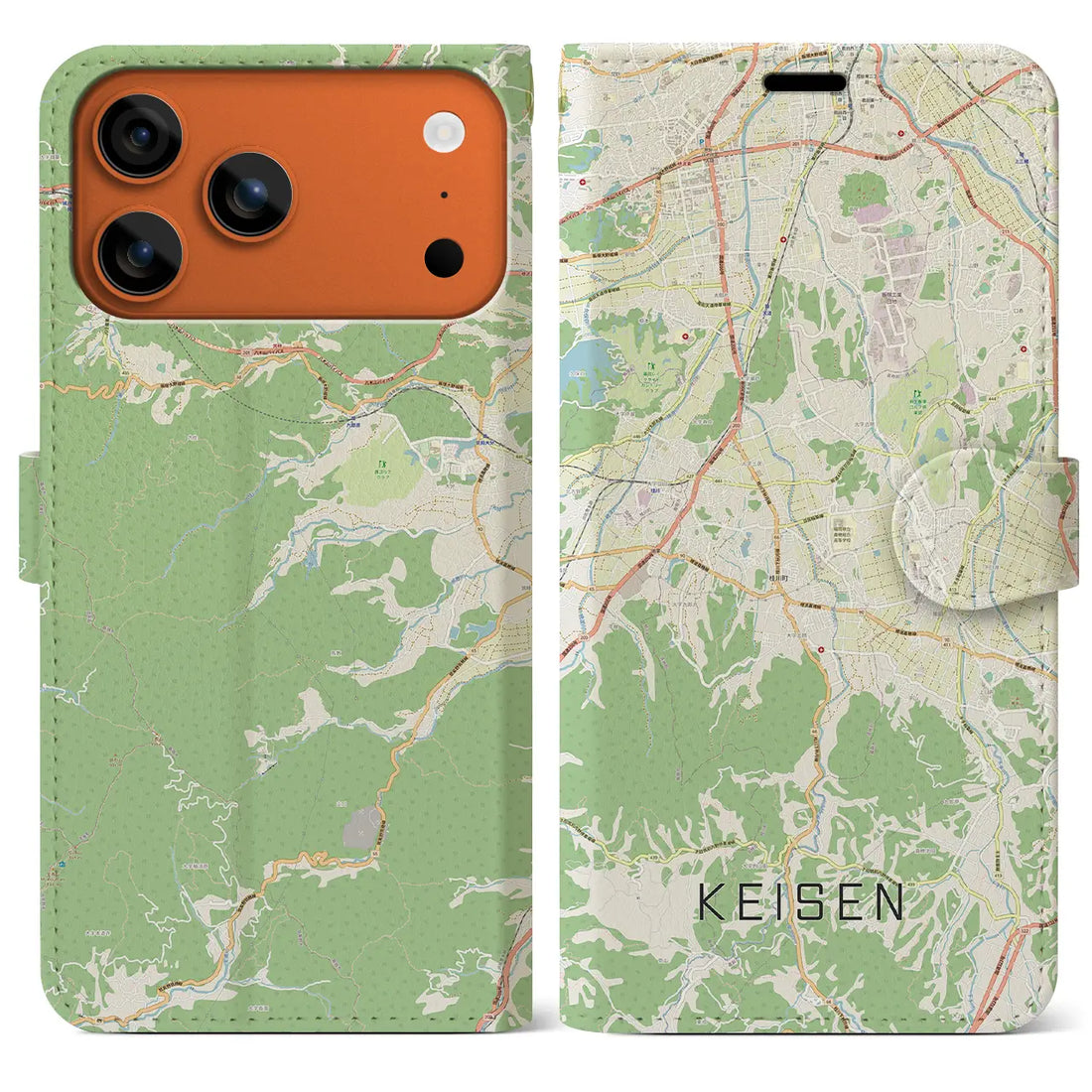 【桂川（福岡県）】地図柄iPhoneケース（手帳タイプ）ナチュラル・iPhone 17 Pro Max 用