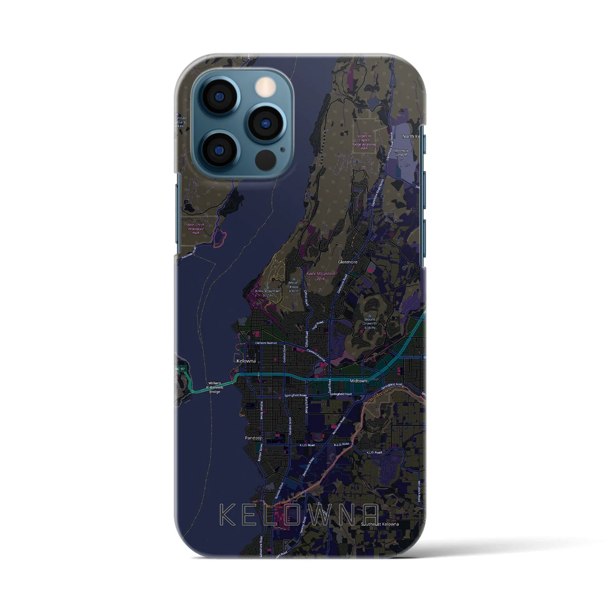 【ケロウナ（カナダ）】地図柄iPhoneケース（バックカバータイプ）