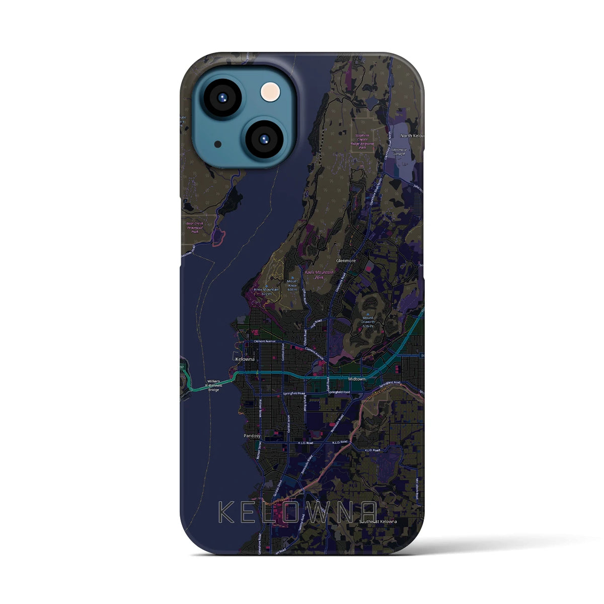 【ケロウナ（カナダ）】地図柄iPhoneケース（バックカバータイプ）