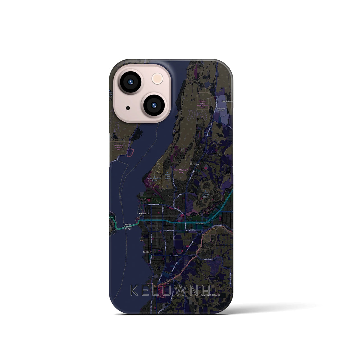 【ケロウナ（カナダ）】地図柄iPhoneケース（バックカバータイプ）