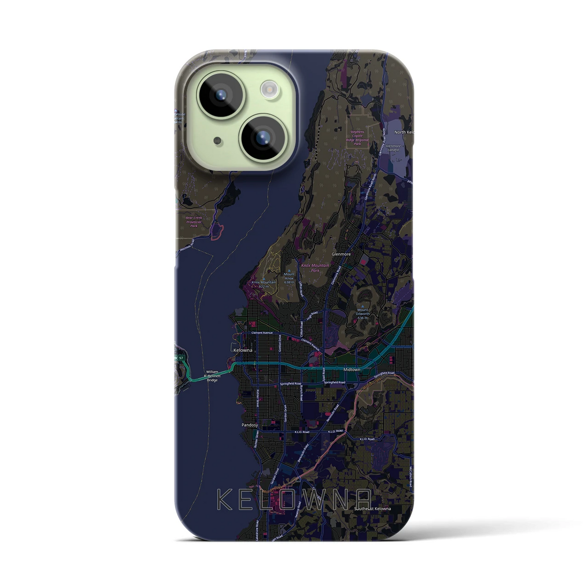 【ケロウナ（カナダ）】地図柄iPhoneケース（バックカバータイプ）