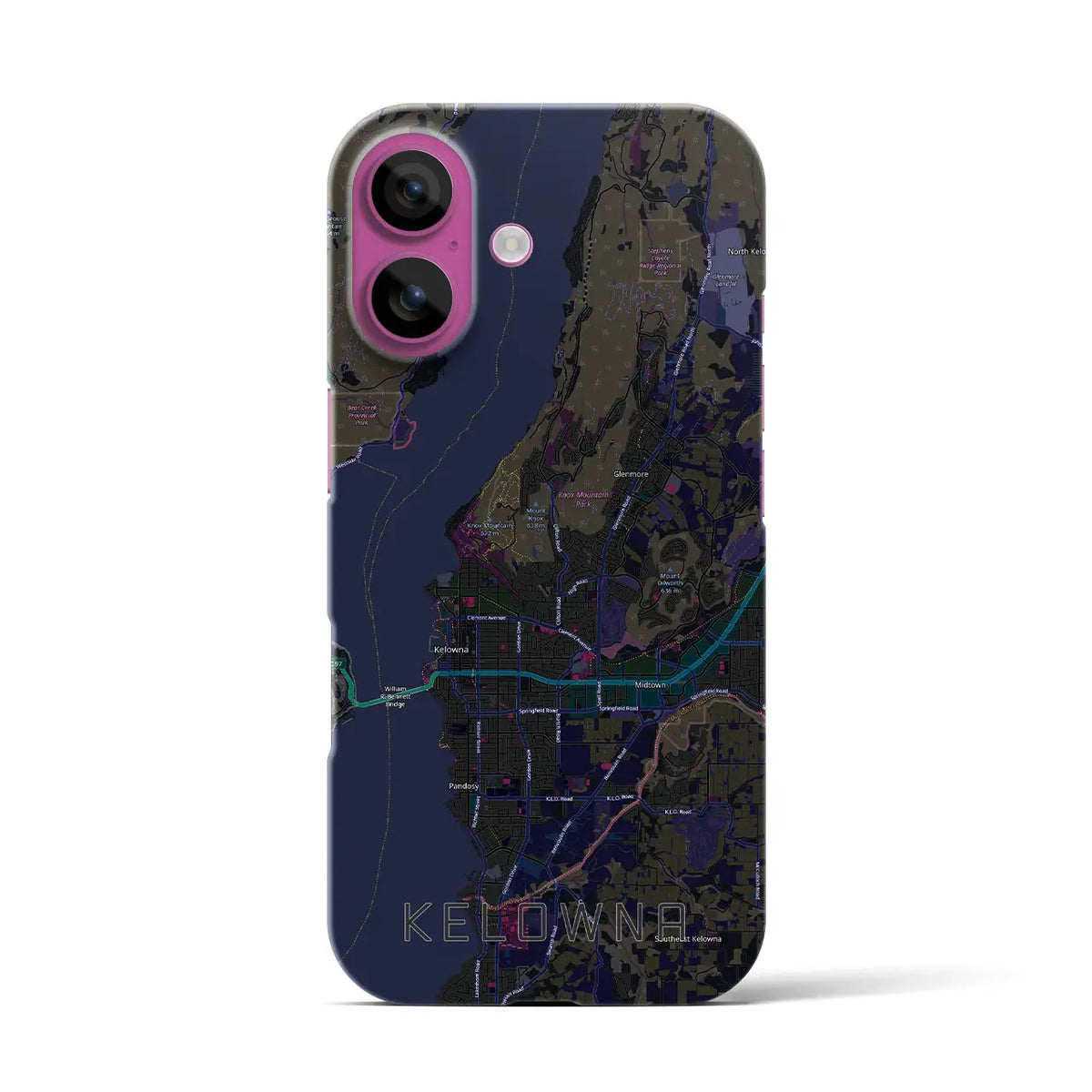【ケロウナ（カナダ）】地図柄iPhoneケース（バックカバータイプ）