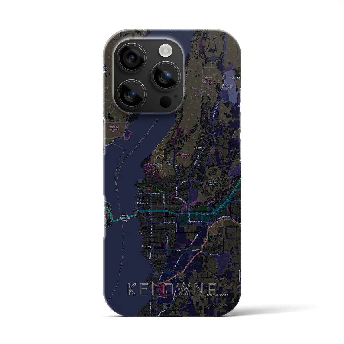 【ケロウナ（カナダ）】地図柄iPhoneケース（バックカバータイプ）