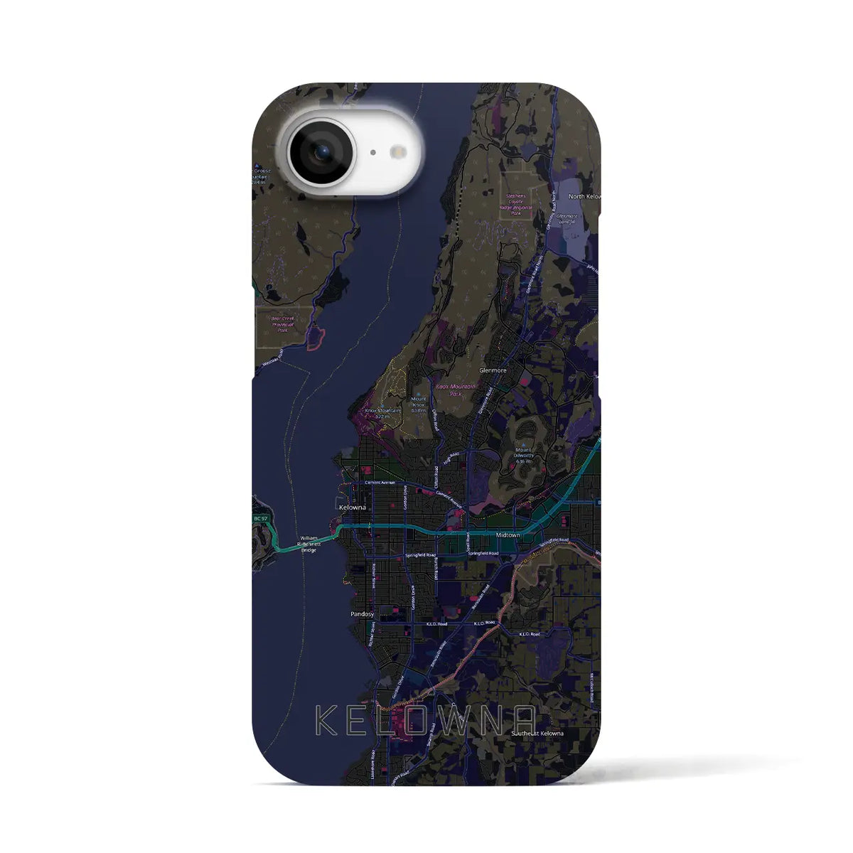 【ケロウナ（カナダ）】地図柄iPhoneケース（バックカバータイプ）