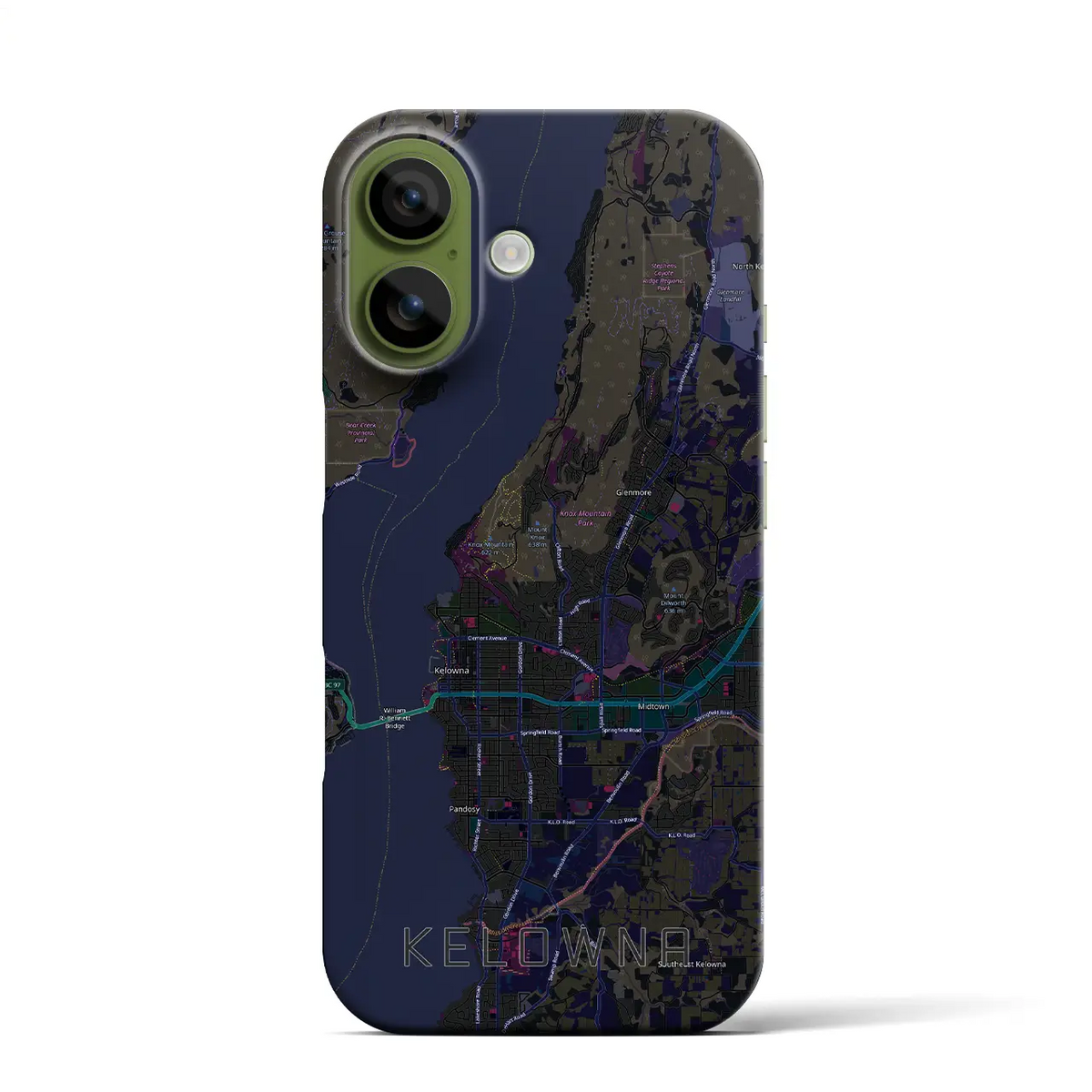 【ケロウナ（カナダ）】地図柄iPhoneケース（バックカバータイプ）
