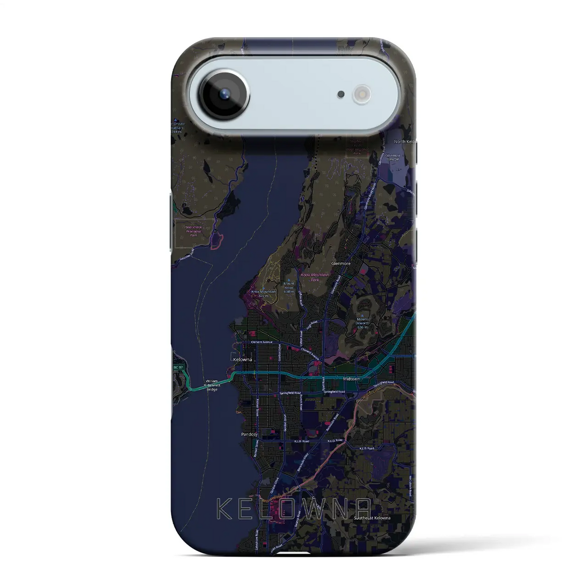 【ケロウナ（カナダ）】地図柄iPhoneケース（バックカバータイプ）