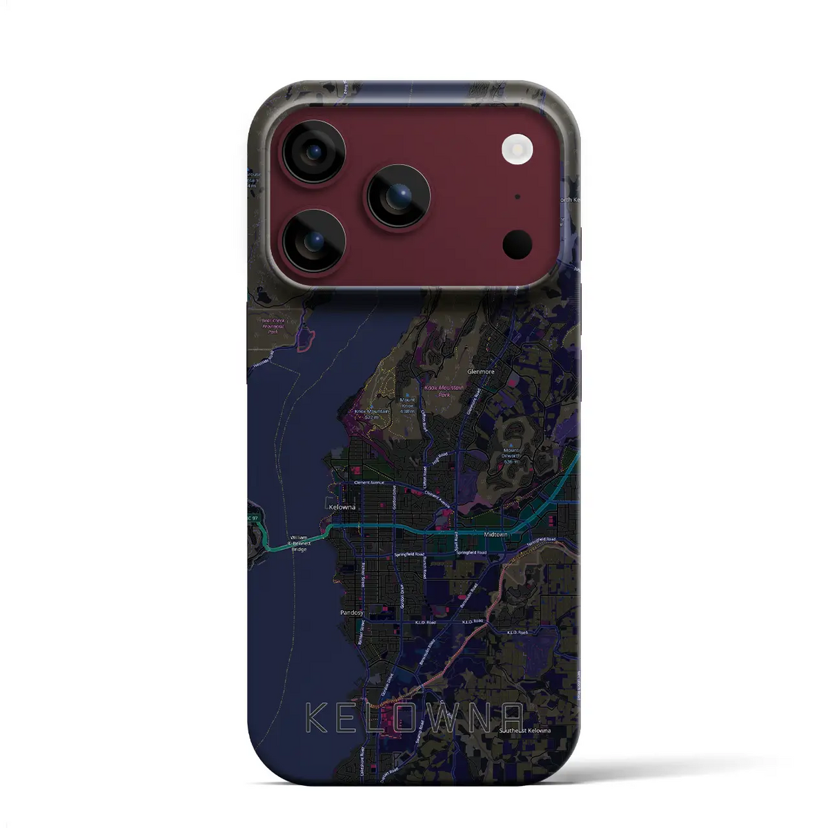 【ケロウナ（カナダ）】地図柄iPhoneケース（バックカバータイプ）