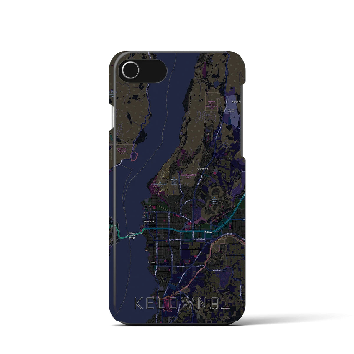【ケロウナ（カナダ）】地図柄iPhoneケース（バックカバータイプ）