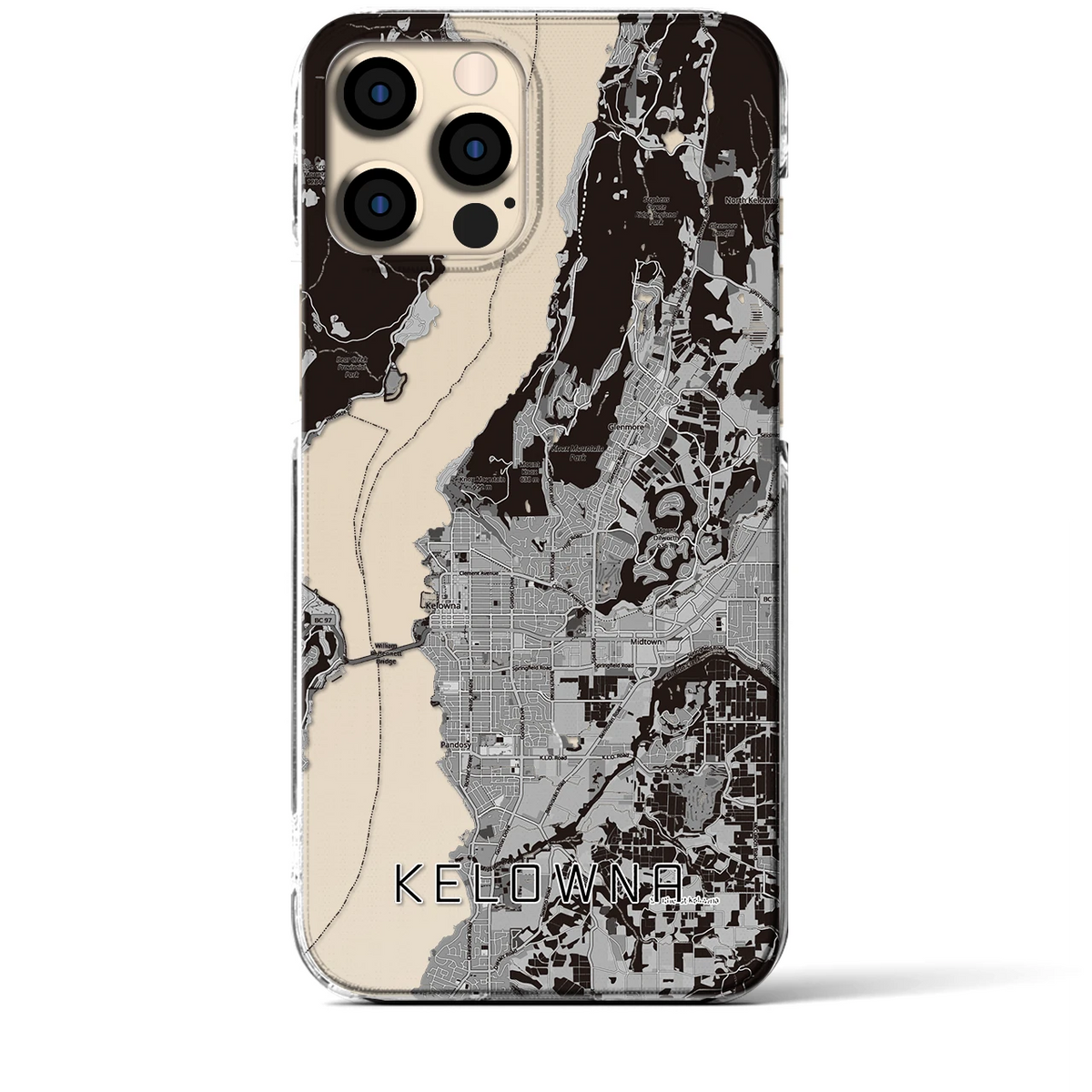 【ケロウナ（カナダ）】地図柄iPhoneケース（クリアタイプ）