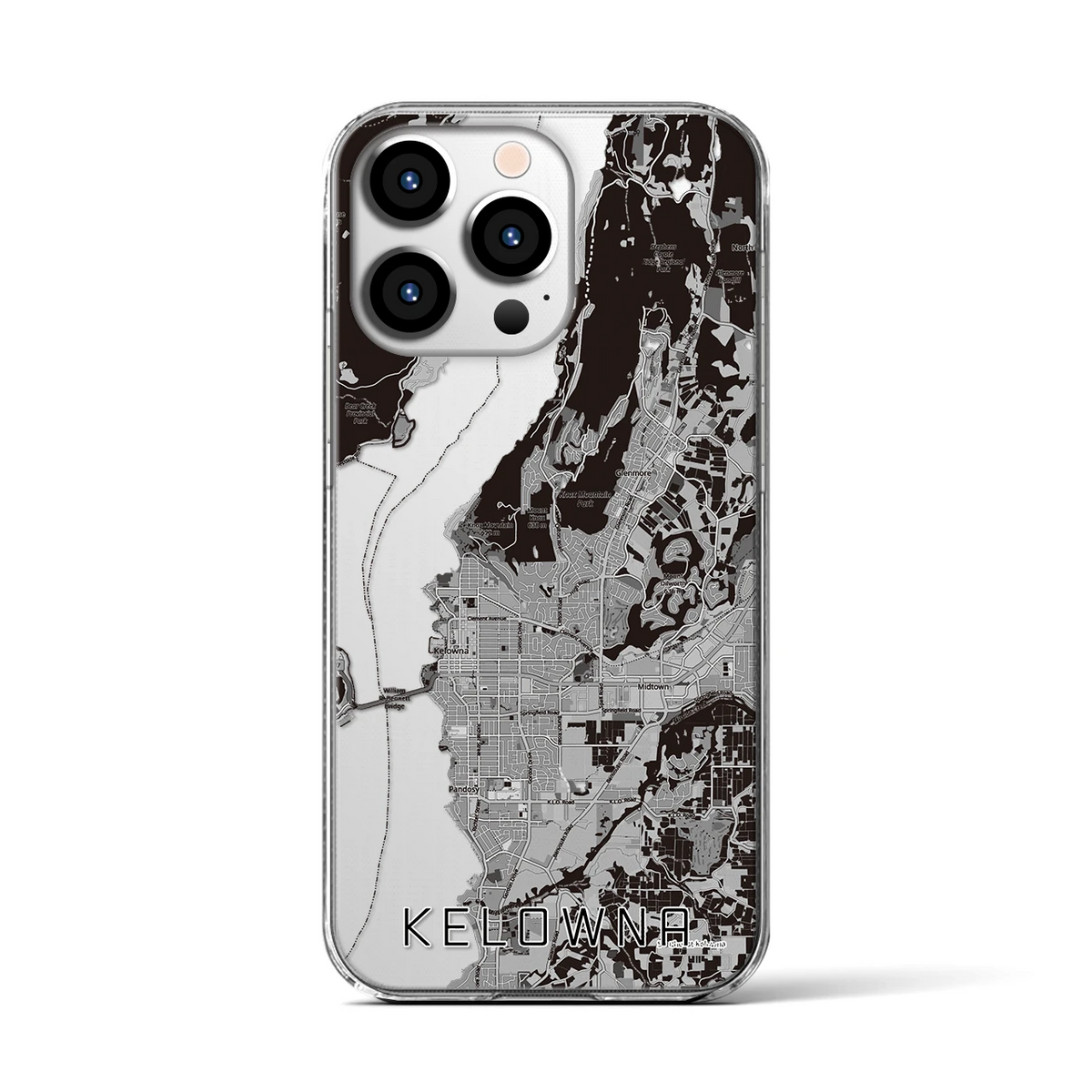 【ケロウナ（カナダ）】地図柄iPhoneケース（クリアタイプ）