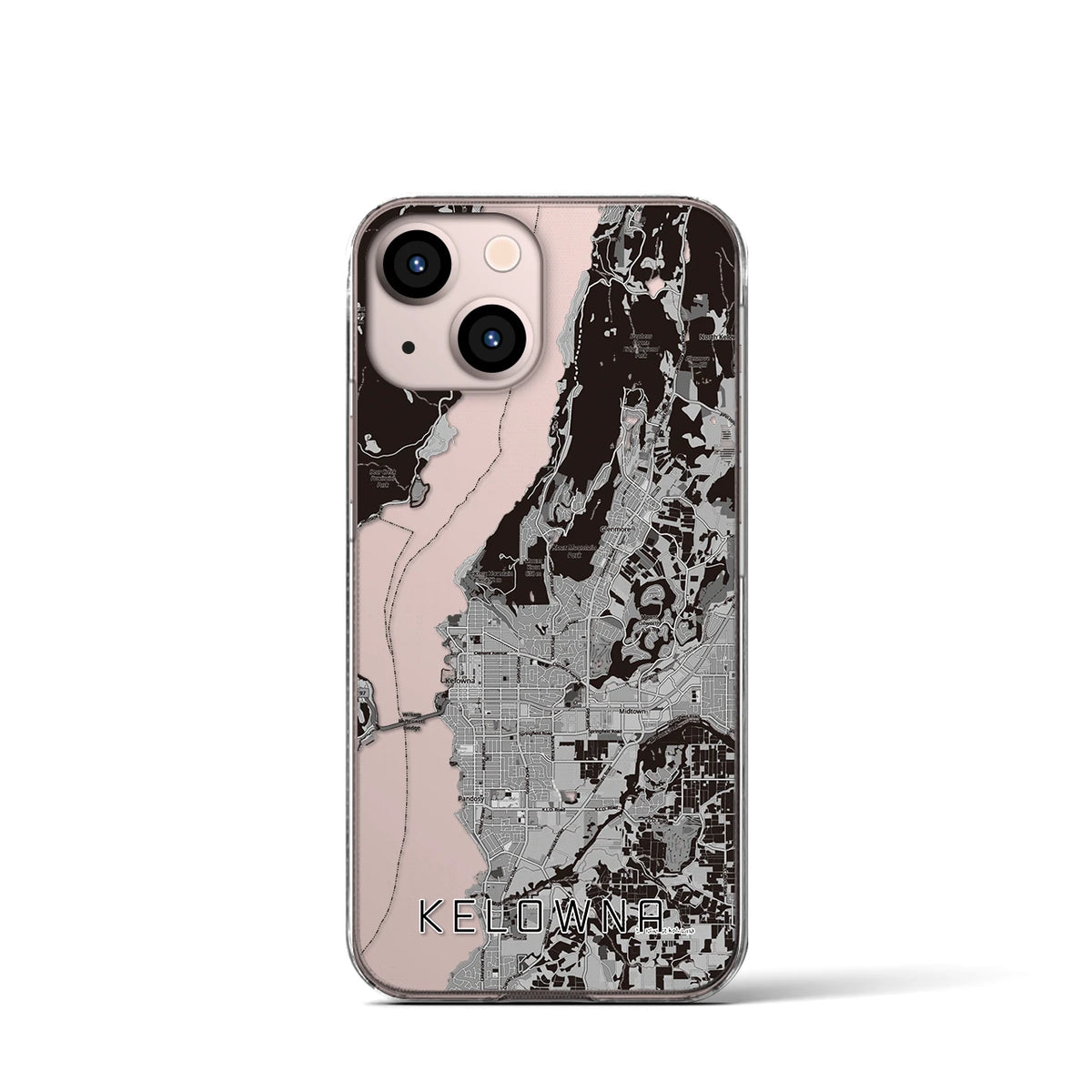 【ケロウナ（カナダ）】地図柄iPhoneケース（クリアタイプ）