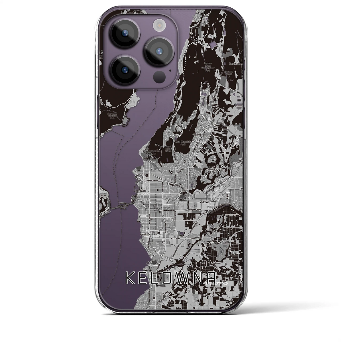 【ケロウナ（カナダ）】地図柄iPhoneケース（クリアタイプ）
