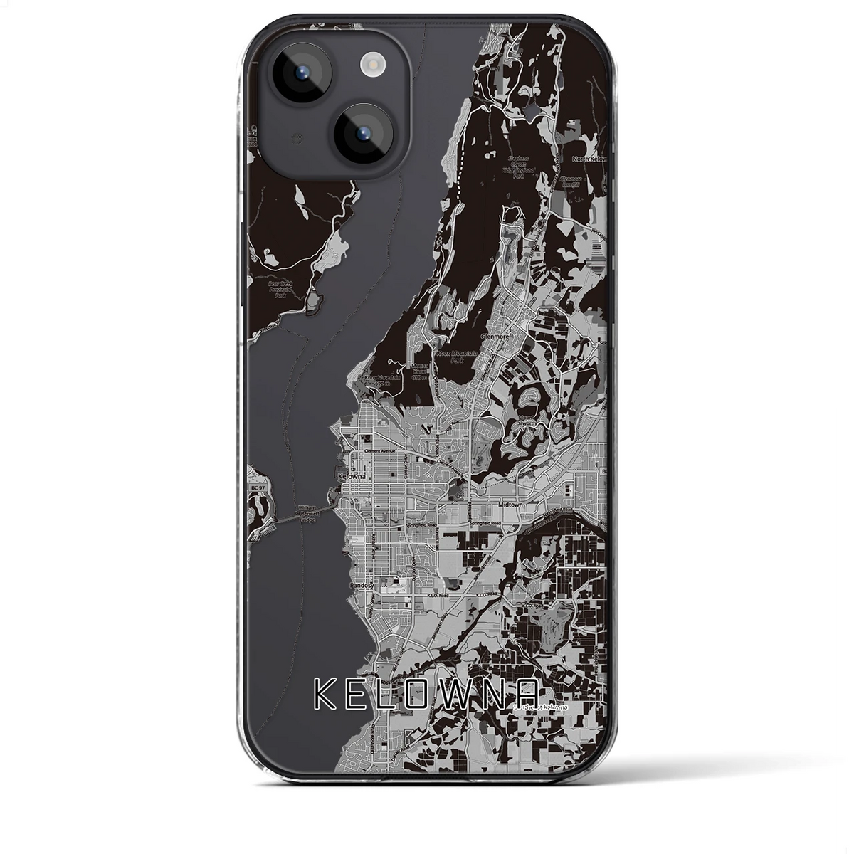【ケロウナ（カナダ）】地図柄iPhoneケース（クリアタイプ）