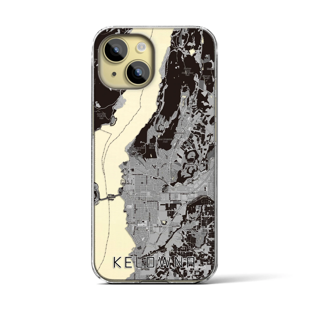 【ケロウナ（カナダ）】地図柄iPhoneケース（クリアタイプ）