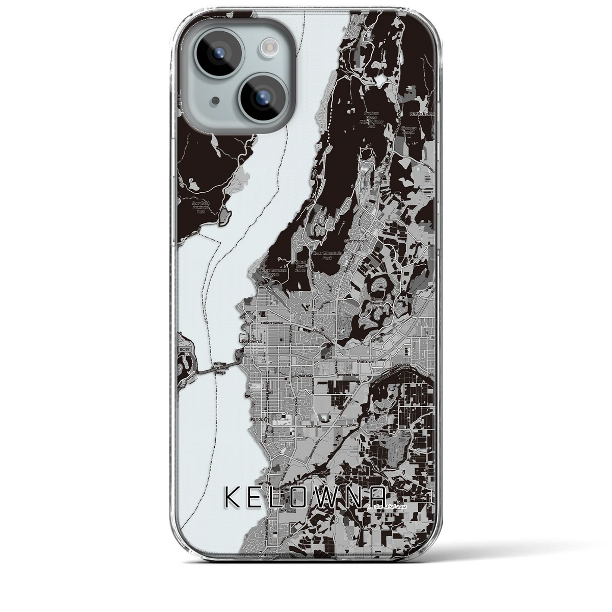 【ケロウナ（カナダ）】地図柄iPhoneケース（クリアタイプ）