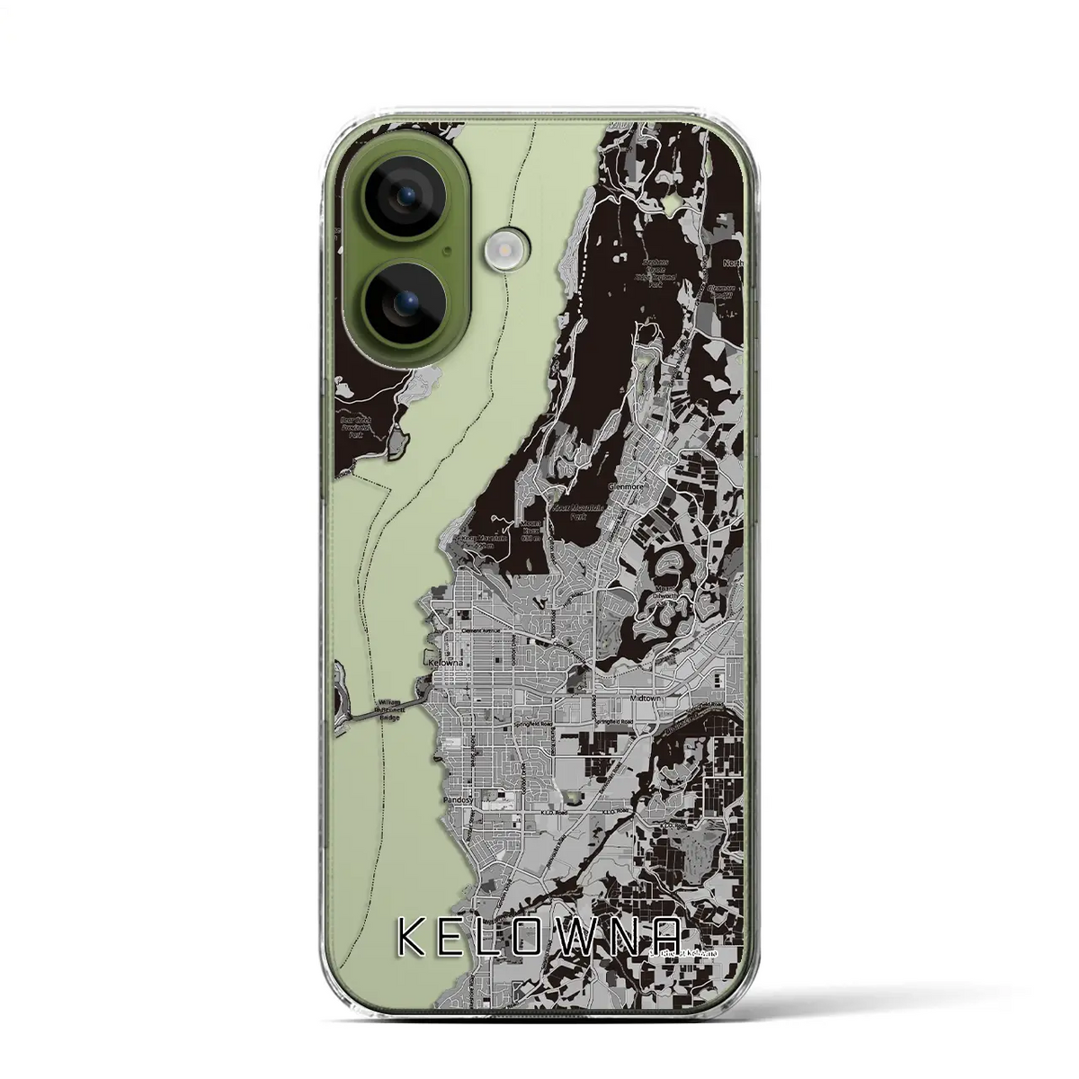 【ケロウナ（カナダ）】地図柄iPhoneケース（クリアタイプ）