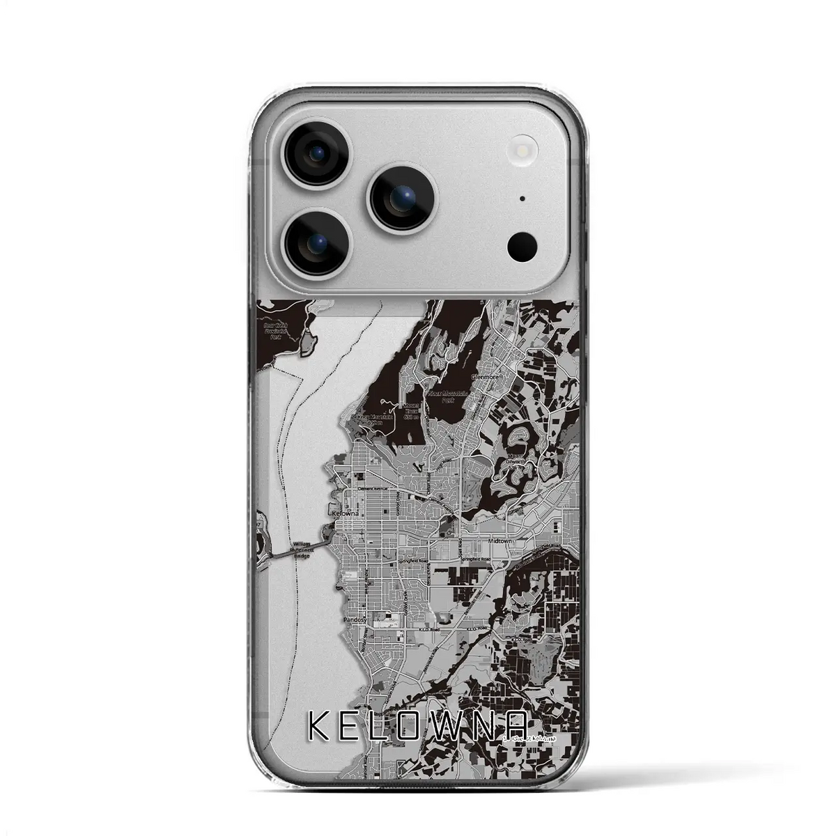 【ケロウナ（カナダ）】地図柄iPhoneケース（クリアタイプ）モノトーン・iPhone 18 Pro Max / 17 Pro Max 用