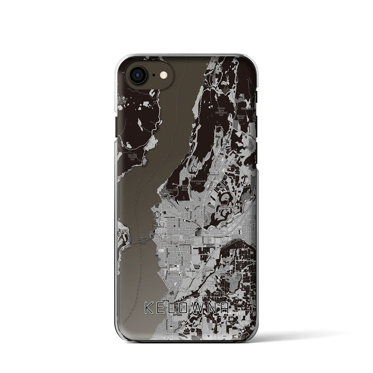 【ケロウナ（カナダ）】地図柄iPhoneケース（クリアタイプ）