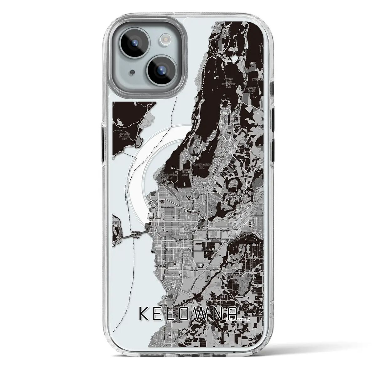 【ケロウナ（カナダ）】地図柄iPhoneケース（MagSafeタイプ）