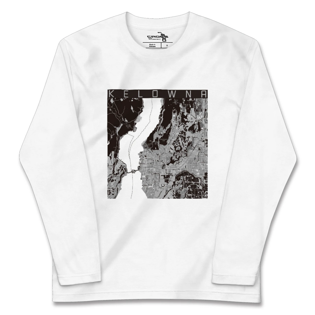 【ケロウナ（カナダ）】地図柄ロングスリーブTシャツ