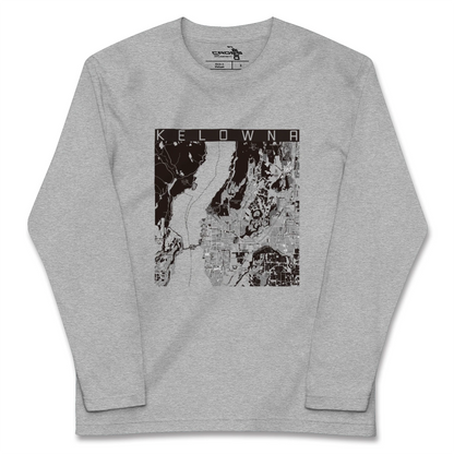 【ケロウナ（カナダ）】地図柄ロングスリーブTシャツ