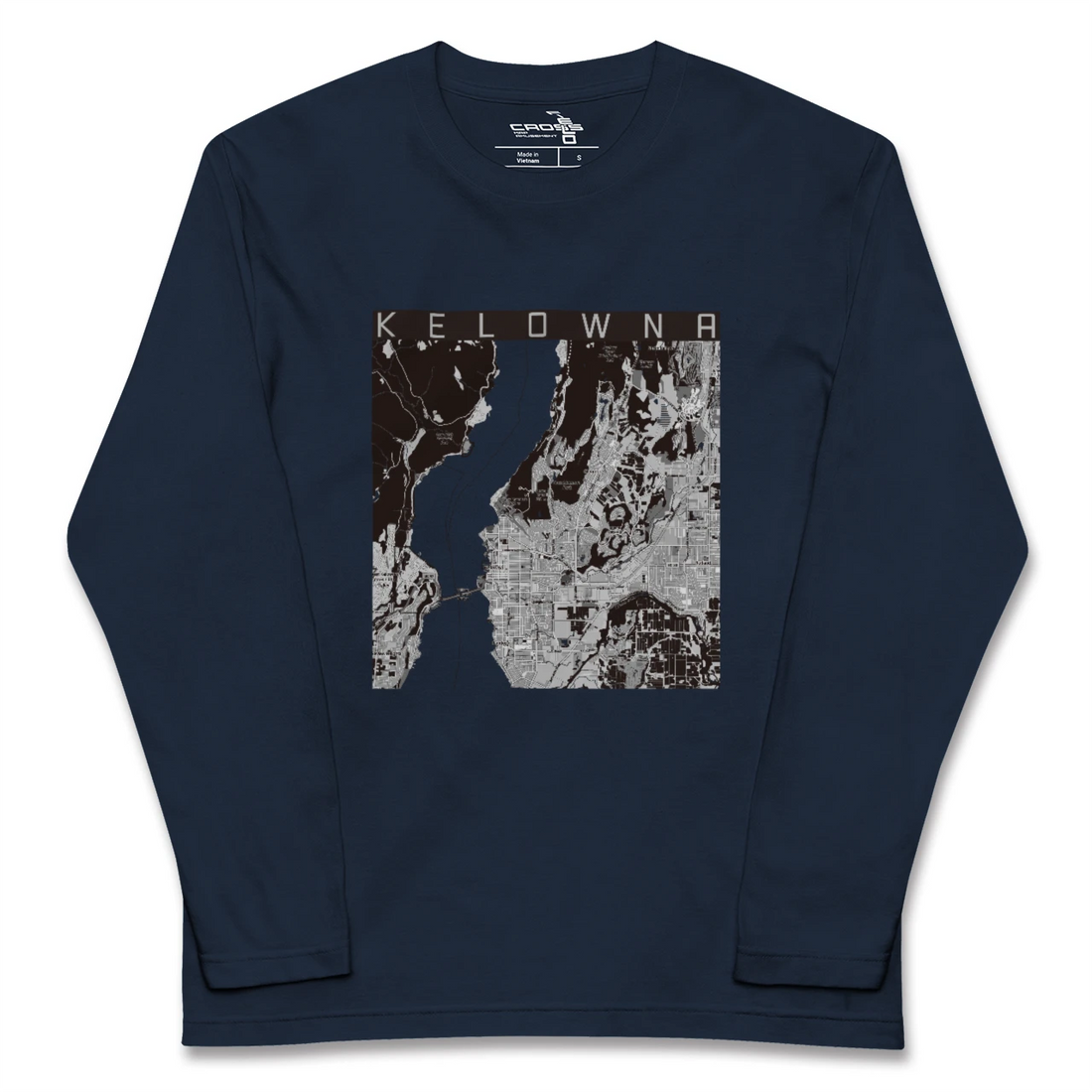 【ケロウナ（カナダ）】地図柄ロングスリーブTシャツ
