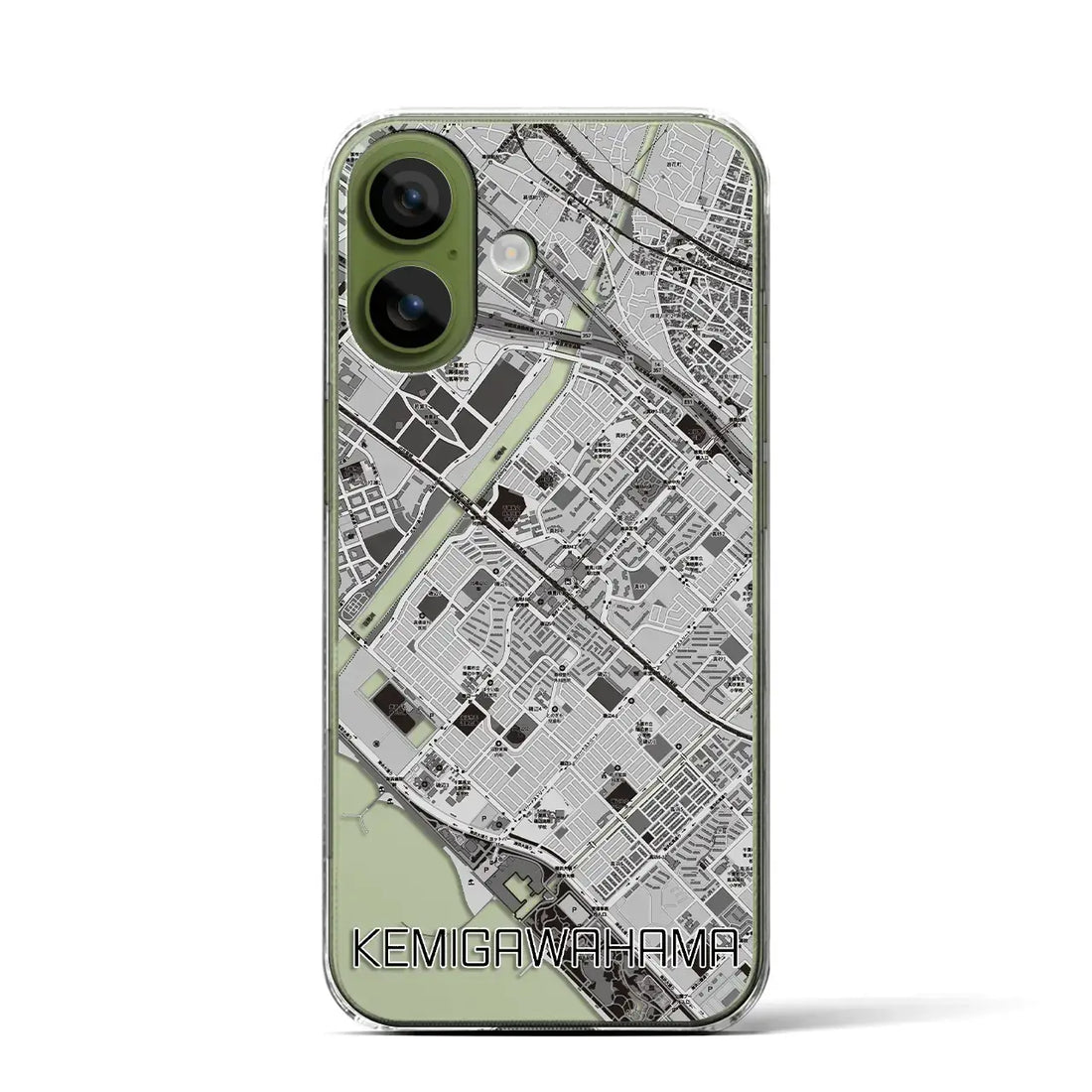 【検見川浜（千葉県）】地図柄iPhoneケース（クリアタイプ）モノトーン・iPhone 17 Pro Max 用