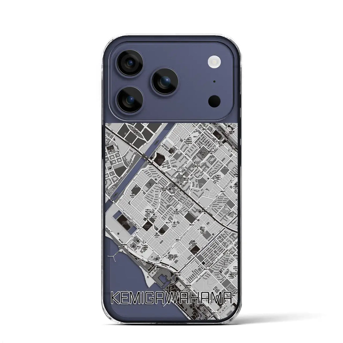 【検見川浜(千葉県)】地図柄iPhoneケース(クリアタイプ)モノトーン・iPhone 17 Pro Max 用