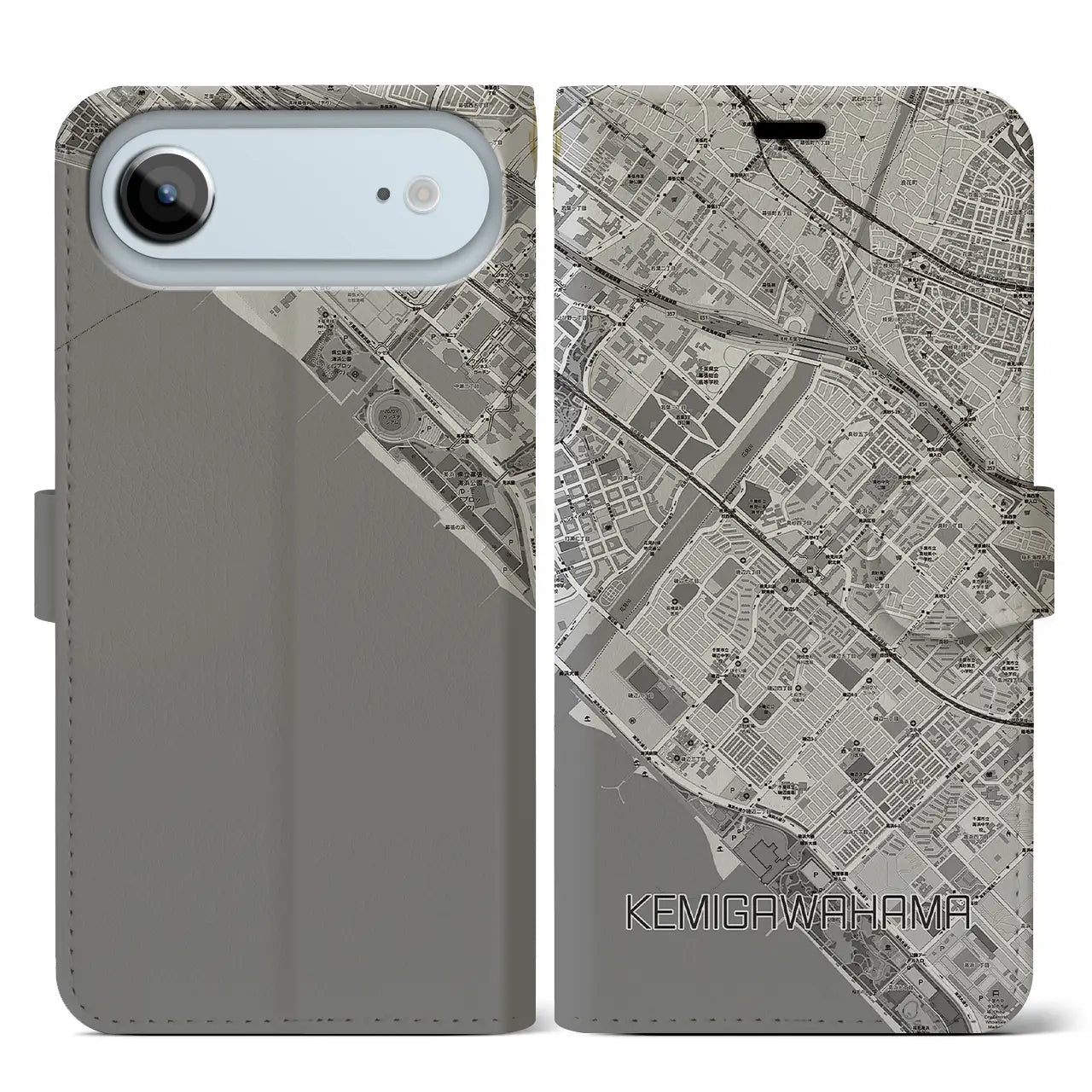 【検見川浜（千葉県）】地図柄iPhoneケース（手帳タイプ）