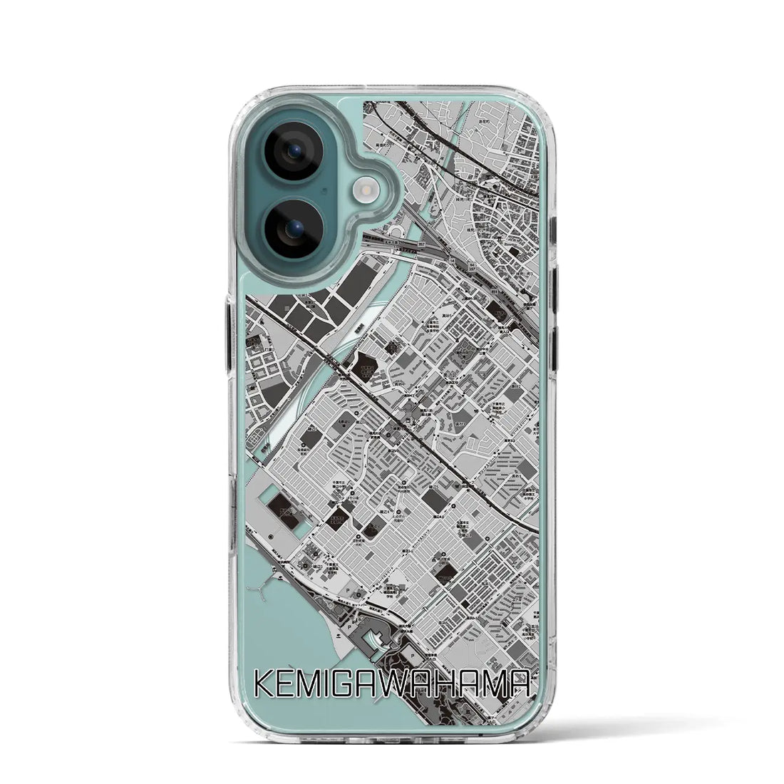 【検見川浜(千葉県)】地図柄iPhoneケース(MagSafeタイプ)モノトーン・iPhone 16 Pro 用