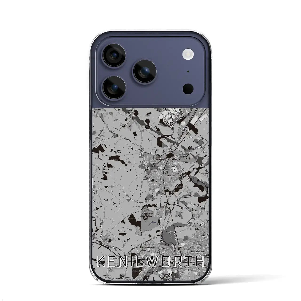 【ケニルワース（イギリス）】地図柄iPhoneケース（クリアタイプ）モノトーン・iPhone 17 Pro Max 用