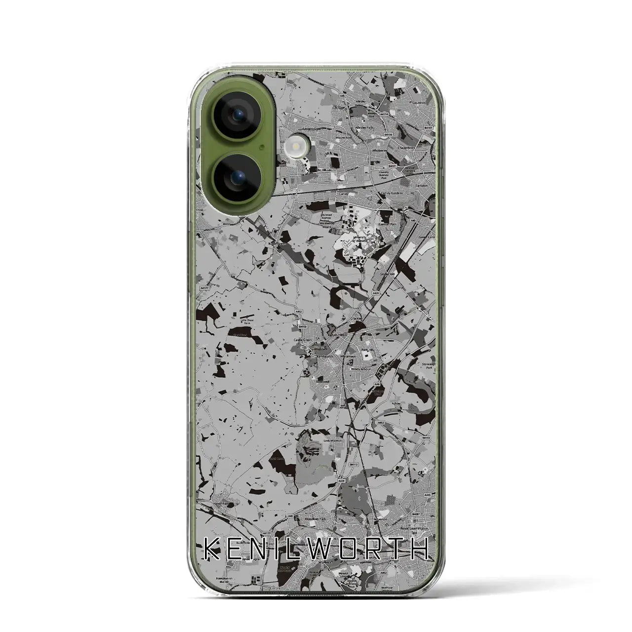 【ケニルワース（イギリス）】地図柄iPhoneケース（クリアタイプ）