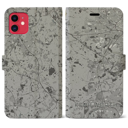 【ケニルワース（イギリス）】地図柄iPhoneケース（手帳タイプ）モノトーン・iPhone 11 用