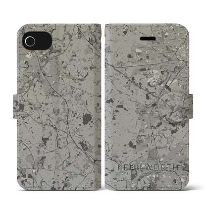 【ケニルワース（イギリス）】地図柄iPhoneケース（手帳タイプ）モノトーン・iPhone SE（第3 / 第2世代） / 8 / 7 / 6s / 6 用