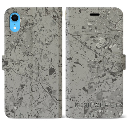 【ケニルワース（イギリス）】地図柄iPhoneケース（手帳タイプ）モノトーン・iPhone XR 用