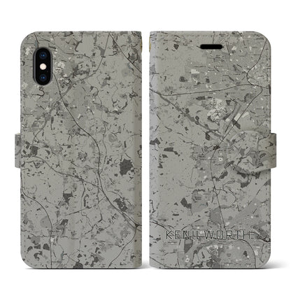 【ケニルワース（イギリス）】地図柄iPhoneケース（手帳タイプ）モノトーン・iPhone XS / X 用