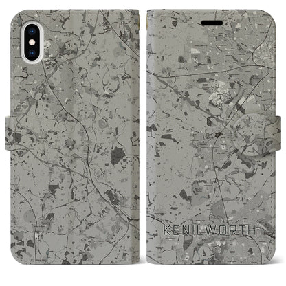 【ケニルワース（イギリス）】地図柄iPhoneケース（手帳タイプ）モノトーン・iPhone XS Max 用