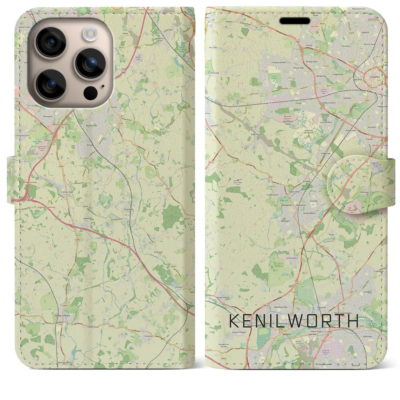 【ケニルワース（イギリス）】地図柄iPhoneケース（手帳タイプ）ナチュラル・iPhone 16 Plus 用