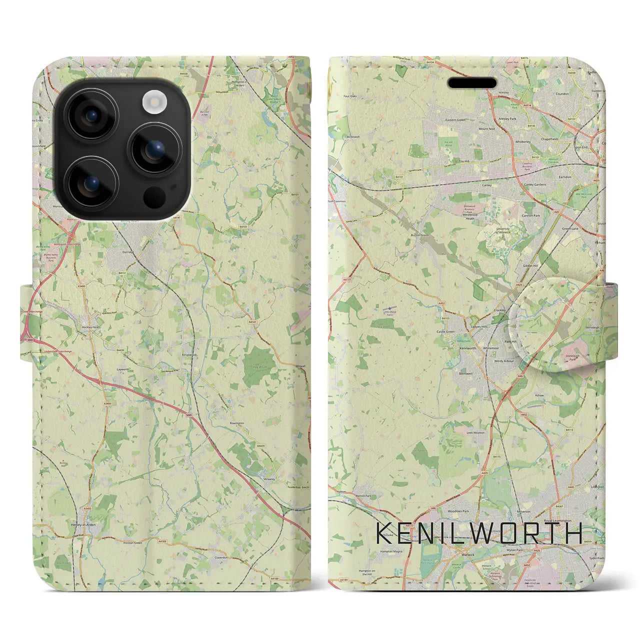 【ケニルワース（イギリス）】地図柄iPhoneケース（手帳タイプ）ナチュラル・iPhone 16 用