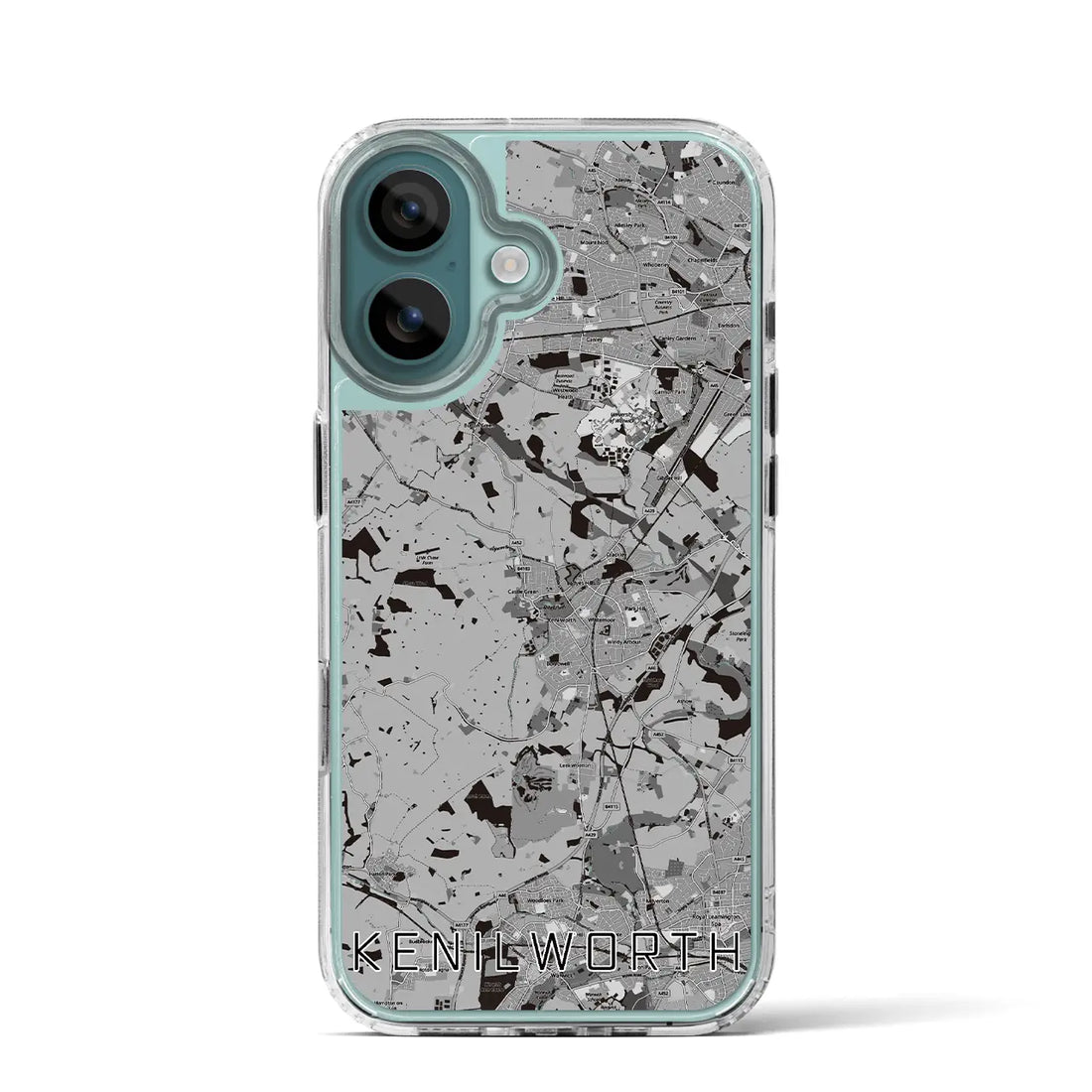 【ケニルワース（イギリス）】地図柄iPhoneケース（MagSafeタイプ）モノトーン・iPhone 16 Pro 用