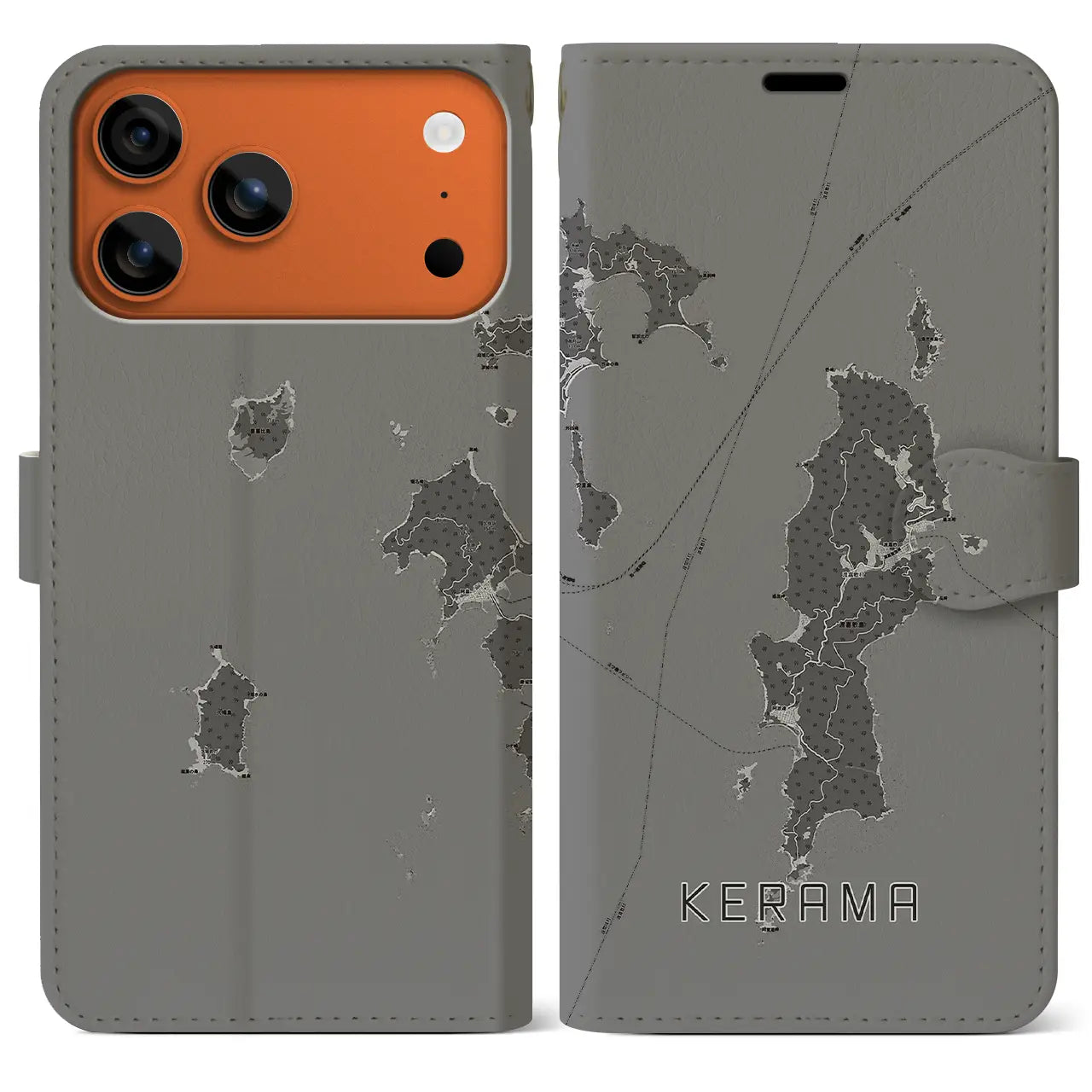 【慶良間（沖縄県）】地図柄iPhoneケース（手帳タイプ）