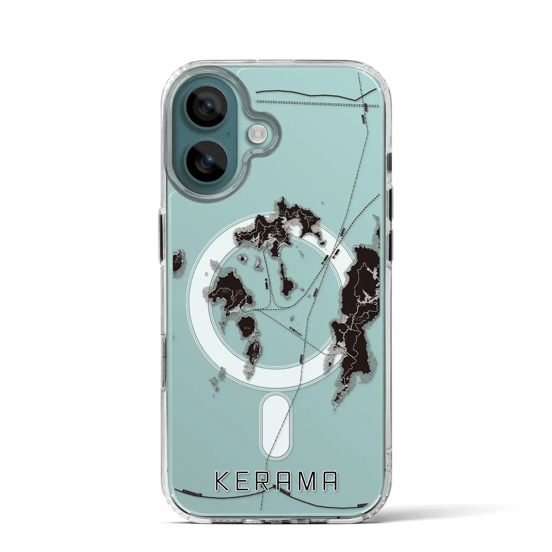 【慶良間(沖縄県)】地図柄iPhoneケース(MagSafeタイプ)モノトーン・iPhone 16 Pro 用