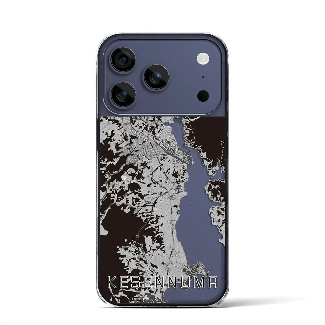 【気仙沼(宮城県)】地図柄iPhoneケース(クリアタイプ)モノトーン・iPhone 17 Pro Max 用